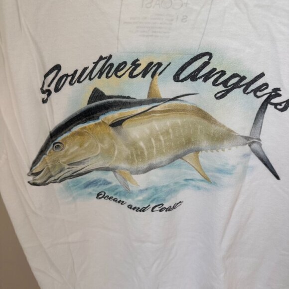 Ocean & Coast Men's White Fish Logo Southern Anglers Tee Shirt SZ S - Picture 5 of 10